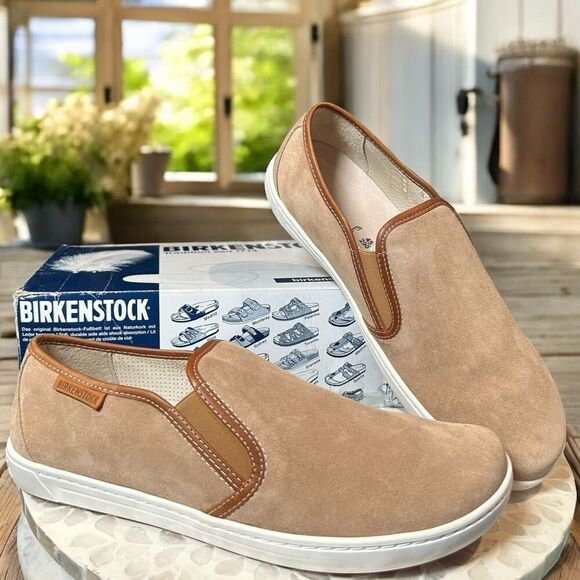 BIRKENSTOCK Skye Leather Suede Sand Unisex Slip-On Sneaker - Picture 1 of 10
